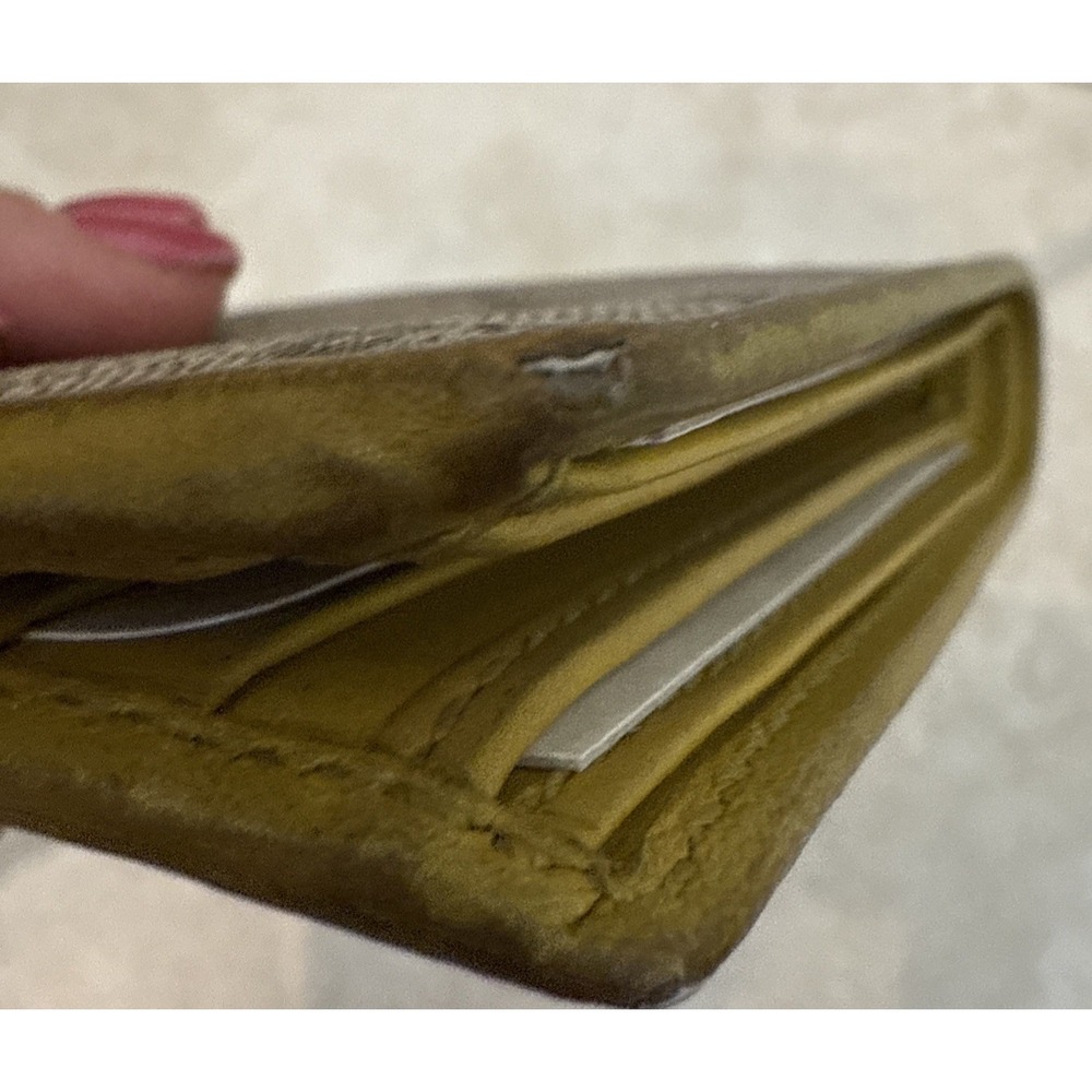 Gucci Men Wallet GG Mustard Yellow Leather‎ Inside Signature Canvas Box Bag Card - Picture 10 of 16